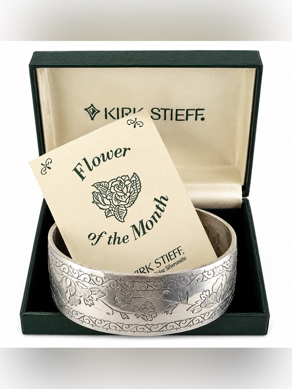 🆕 Kirk Stieff Spring Peony Pewter Cuff Bracelet – Flower of the Month